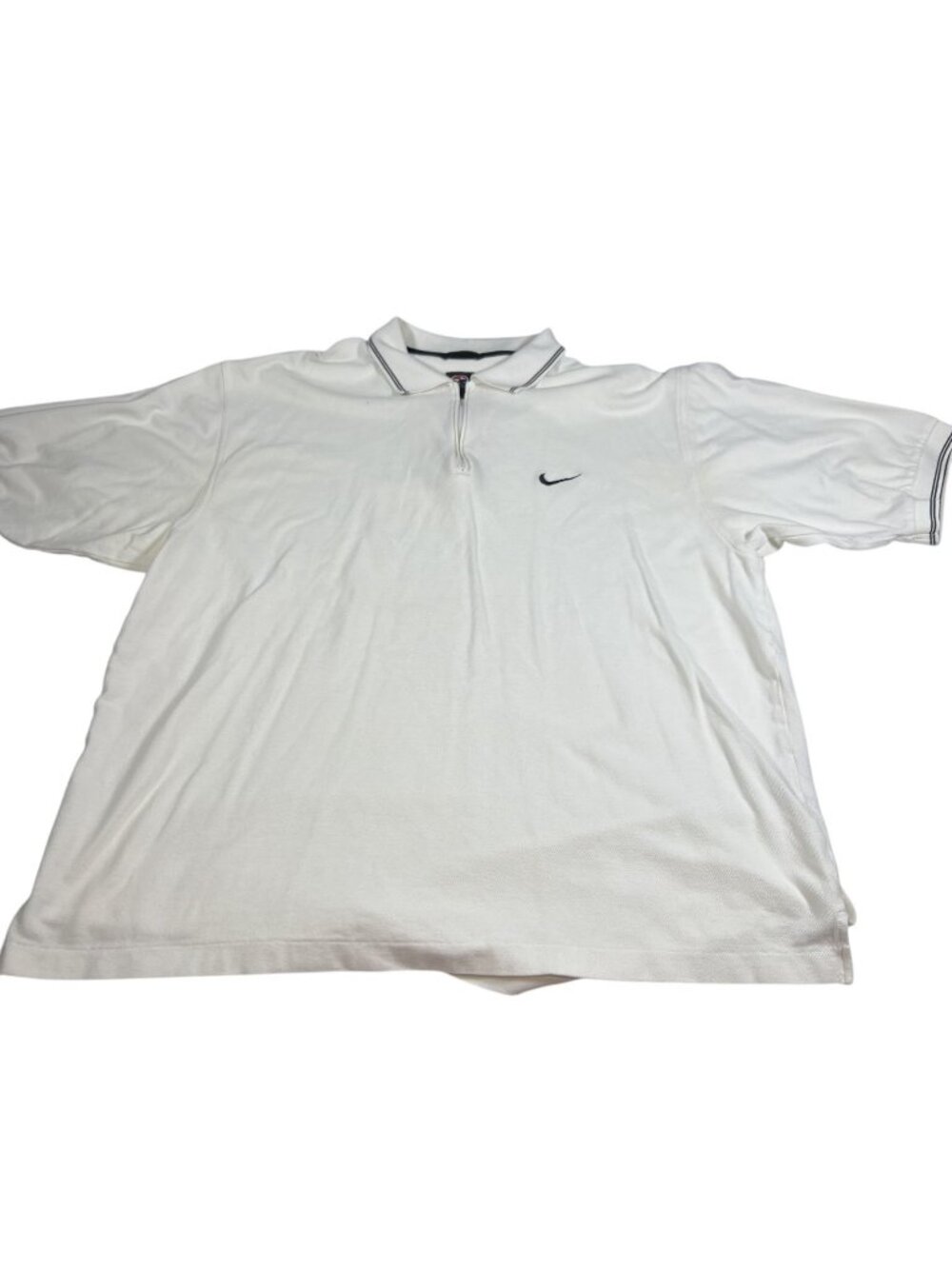 Vintage Nike Tiger Woods Mens White 1/4 Zip Polo Short Sleeve Shirt Size XL Golf